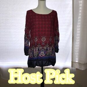 ✅2x Host Pick✅ Boho Floral Printed Mini Dress, Large